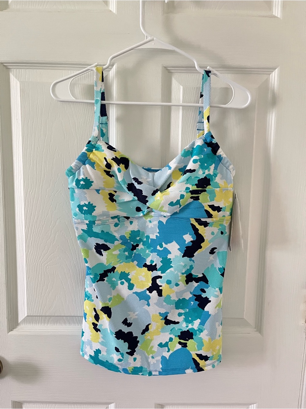 Beach House Turquoise, Aqua & Navy Floral Swim Top